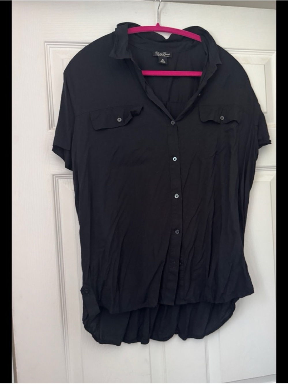 Lucky Brand Black Short-Sleeve Button-Front Shirt